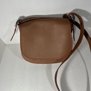 Coach Saddle Bag 18 Brown/Orange Stitch. Leather.NWOT. Vintage.